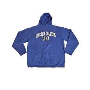 Lincoln College Lynx Hoodie Sweatshirt J America Blue Size M Pullover Lincoln BD